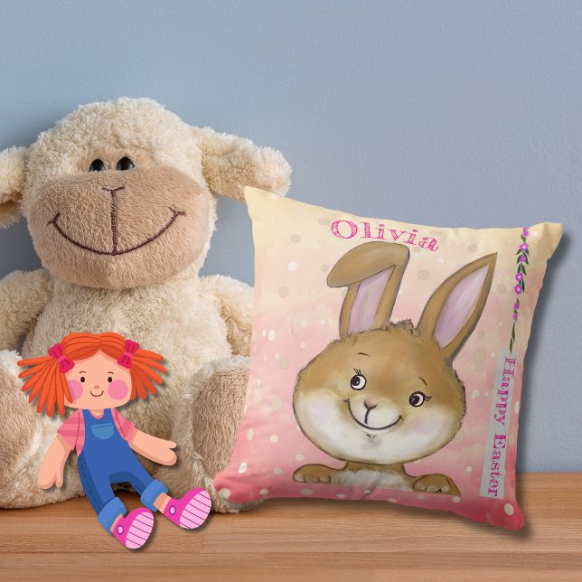 Egg-citing Egg Hunt Kids Pink Throw Pillow ( Egg-citing Egg Hunt Kids Pink Throw Pillow )