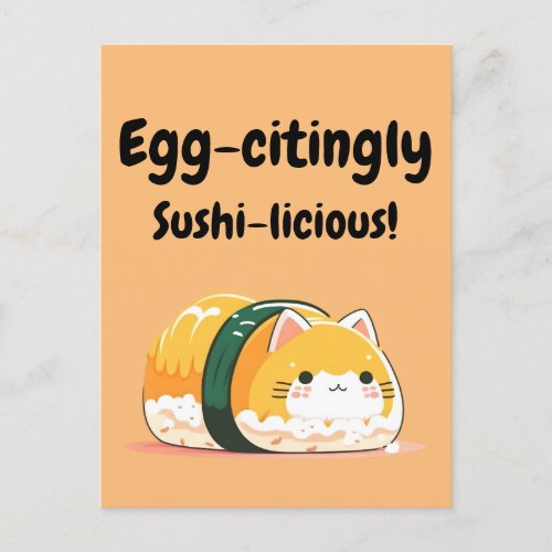 Egg_citingly Sushi_licious _ Tamago Sushi Cat Postcard