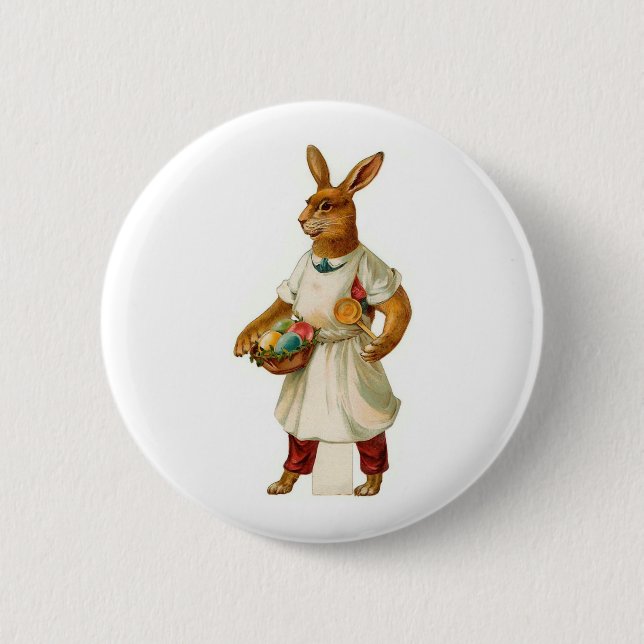 Egg Cook Vintage Easter Bunny Button (Front)
