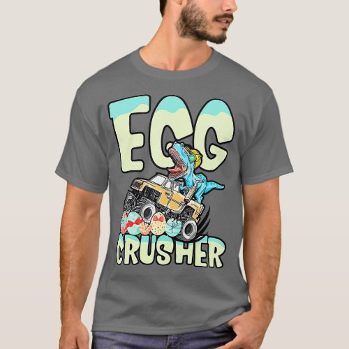 Egg Crusher rex Dino Monster ruck Easter Boys Kids T_Shirt