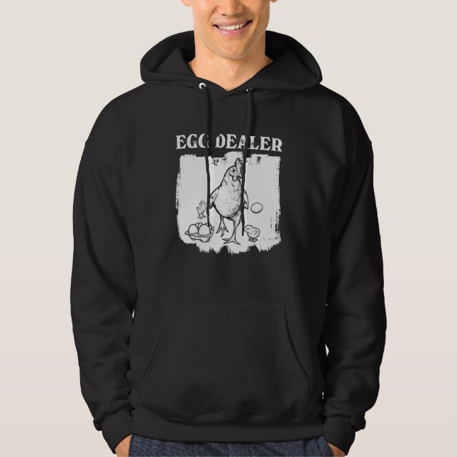 Egg Dealer Farmer Chicken Egg  Bleached Chicken Hoodie (Front)