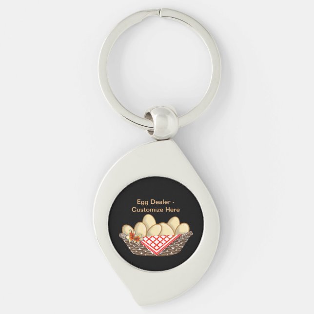 "Egg Dealer" Metal Keychain - personalize it (Front)