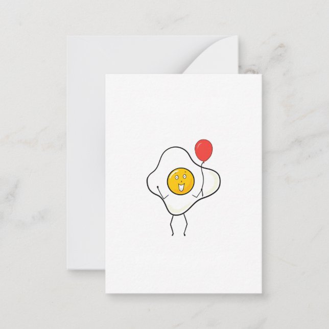 Egg design with balloon, personalize, customize note card (Front)
