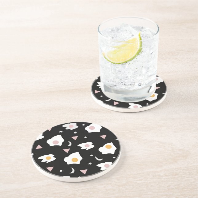 Egg Dinner Moon Confetti Pattern  Coaster (Side)