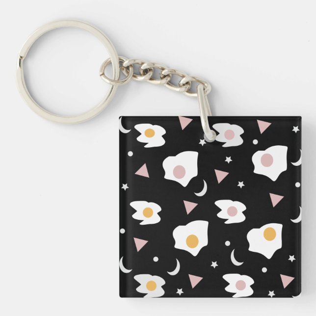 Egg Dinner Moon Confetti Pattern    Keychain (Front)