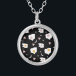 Egg Dinner Moon Confetti Pattern   Silver Plated Necklace<br><div class="desc">Fried Eggs and Confetti Pattern</div>