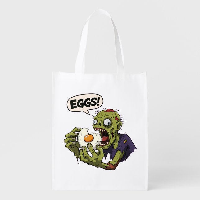 Egg Eating Zombie  Grocery Bag (Front)