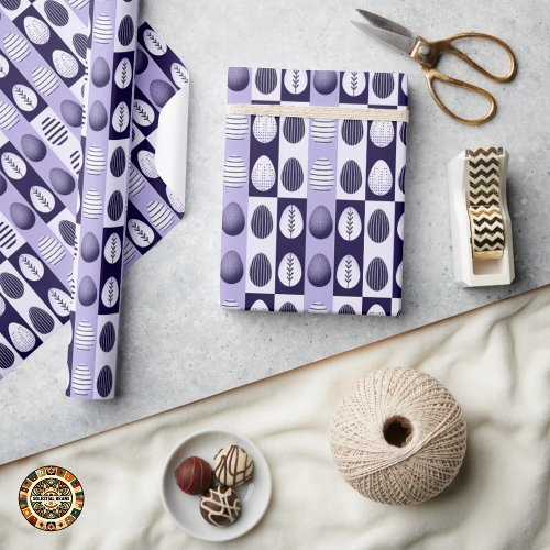 Egg Ensemble in Purple _ Designer Easter Wrapping Paper