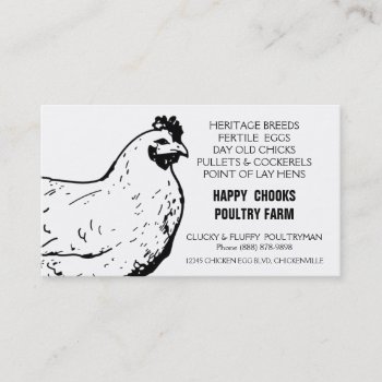 Egg Farm Black And White Chicken Business Card by CountryCorner at Zazzle