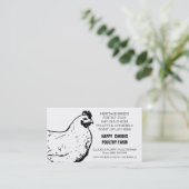 Egg Farm Black and White Chicken Business Card (Standing Front)