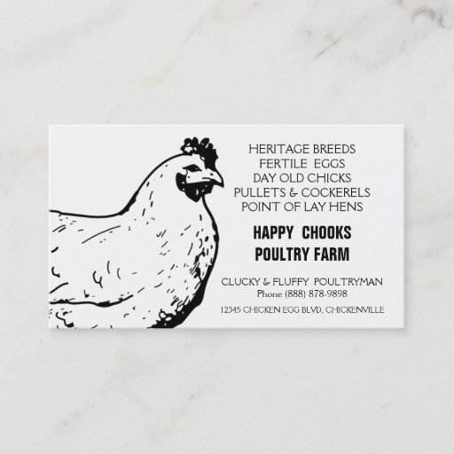 Customizable Egg Farm Black and White Chicken Business Cards