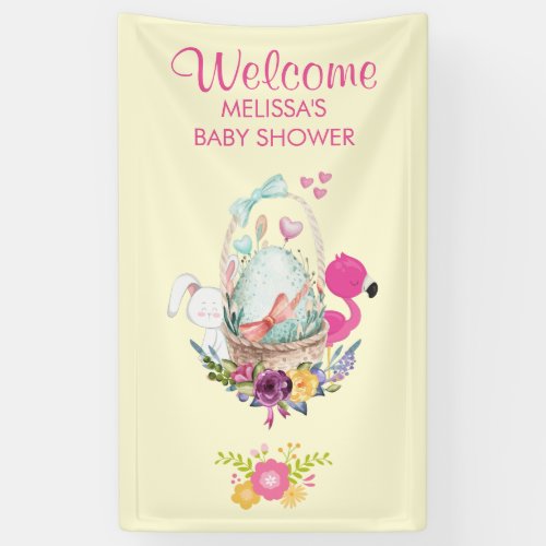 Egg Flamingo  Bunny Baby Shower Welcome Banner