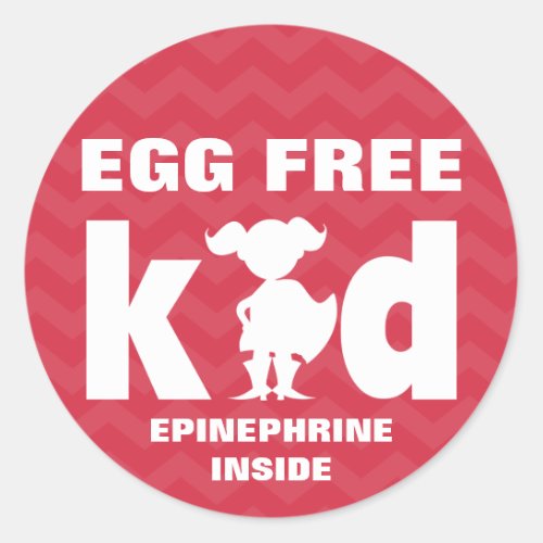 Egg Free Egg Allergy Superhero Girl Epinephrine Classic Round Sticker