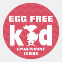Egg Free Egg Allergy Superhero Girl Epinephrine Classic Round Sticker