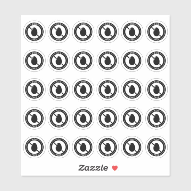Egg Free Wedding Place Card Mini Food Allergy Sticker (Sheet)