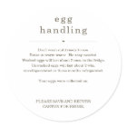 Egg Handling Instruction Sticker Carton Care Label