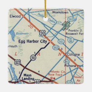 Egg Harbor City Vintage Map Ceramic Ornament