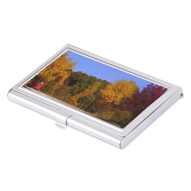 Egg Harbor, WI Fall Season with Trolley Car Case For Business Cards (Front)