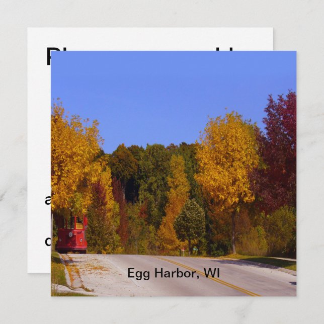 Egg Harbor, WI Fall Season with Trolley Car Invitation (Front/Back)