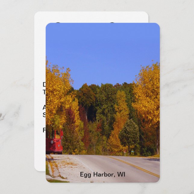 Egg Harbor, WI Fall Season with Trolley Car Invitation (Front/Back)