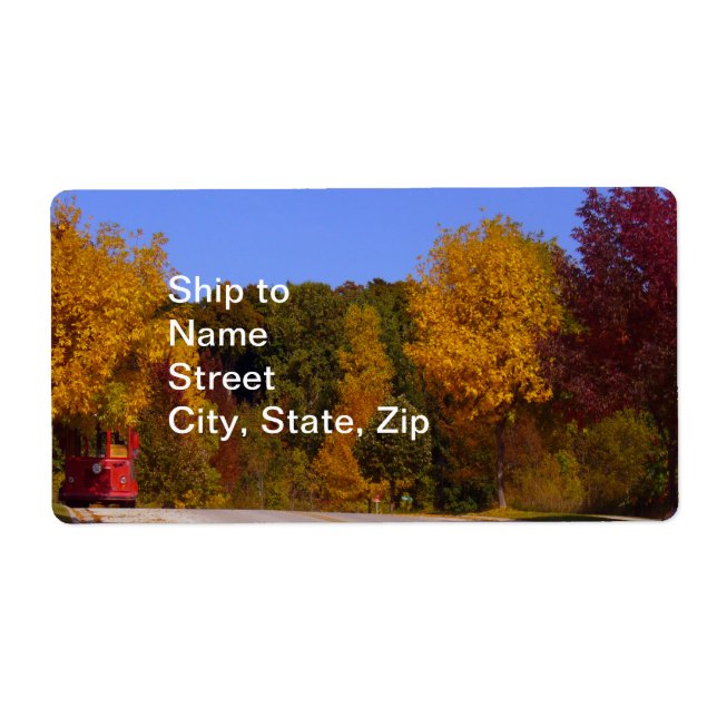 Egg Harbor, WI Fall Season with Trolley Car Label (Front)