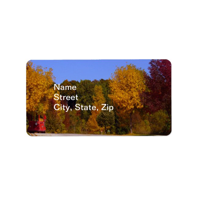 Egg Harbor, WI Fall Season with Trolley Car Label (Front)