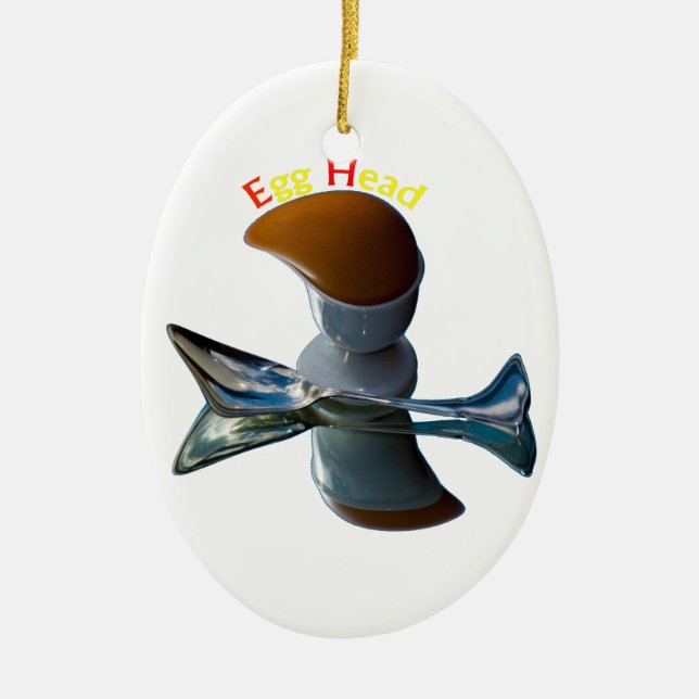 Egg Head Quirky Designs Ceramic Ornament (Front)