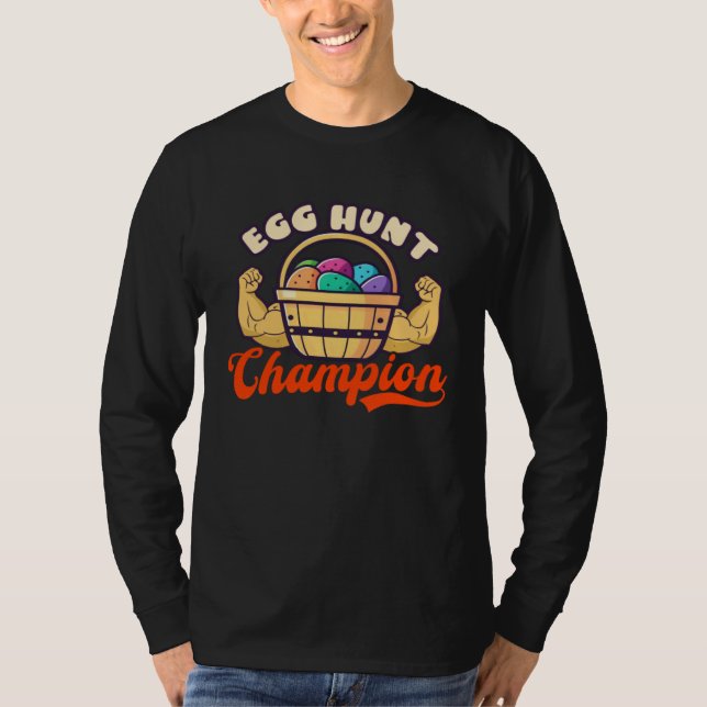 Egg Hunt Champion Bodybuilding Easter T-Shirt (Front)