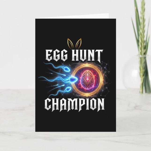 Egg Hunt Champion Funny Dad Easter Pregnancy Annou Card (Front)