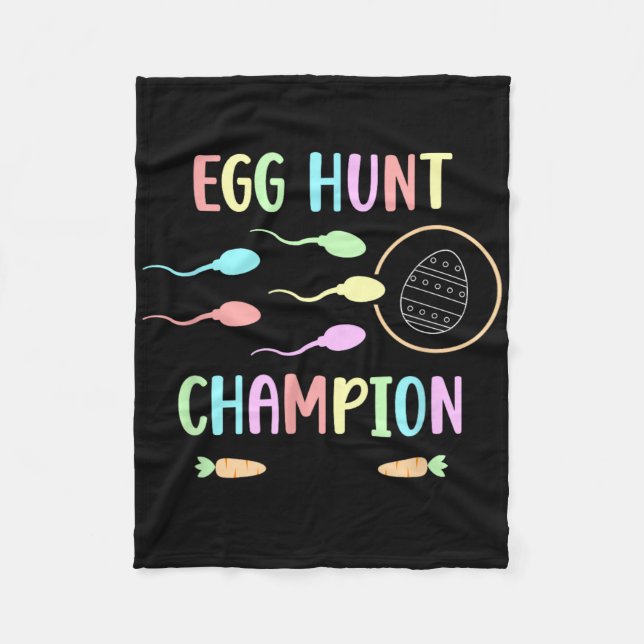 Egg Hunt Champion Men's Easter Pregnancy Announcem Fleece Blanket (Front)