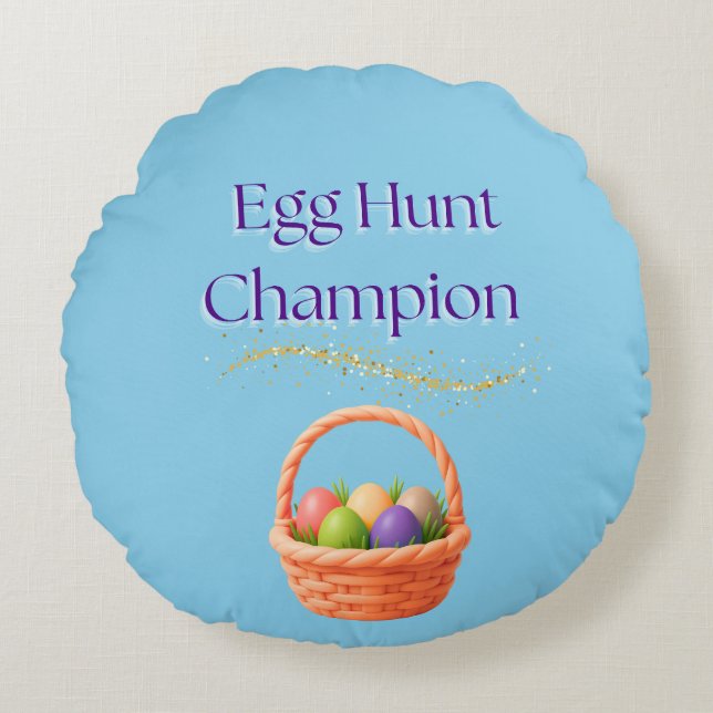 Egg Hunt Champion Round Pillow (Front)