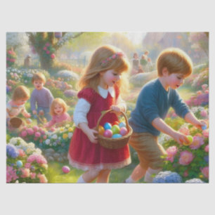 Egg Hunt Children at Easter  Tissue Paper