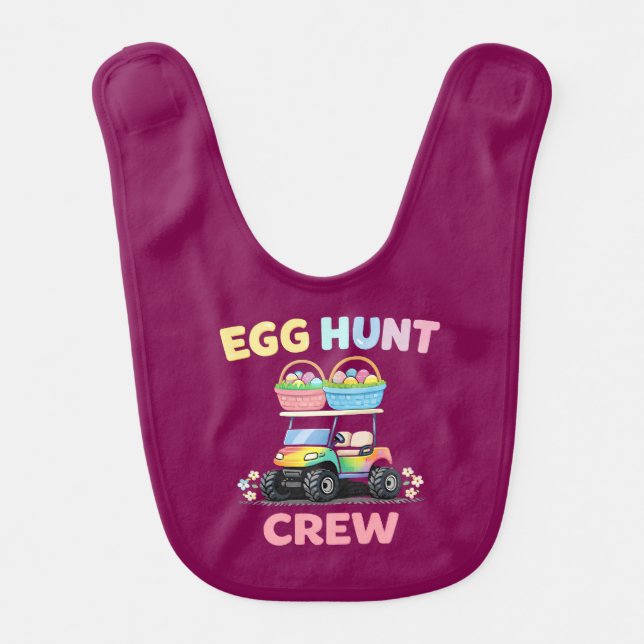 Egg Hunt Crew Cute Easter Kids Baby Bib (Front)