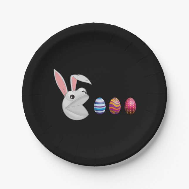 Egg Hunt Easter Bunny Paper Plates (Front)