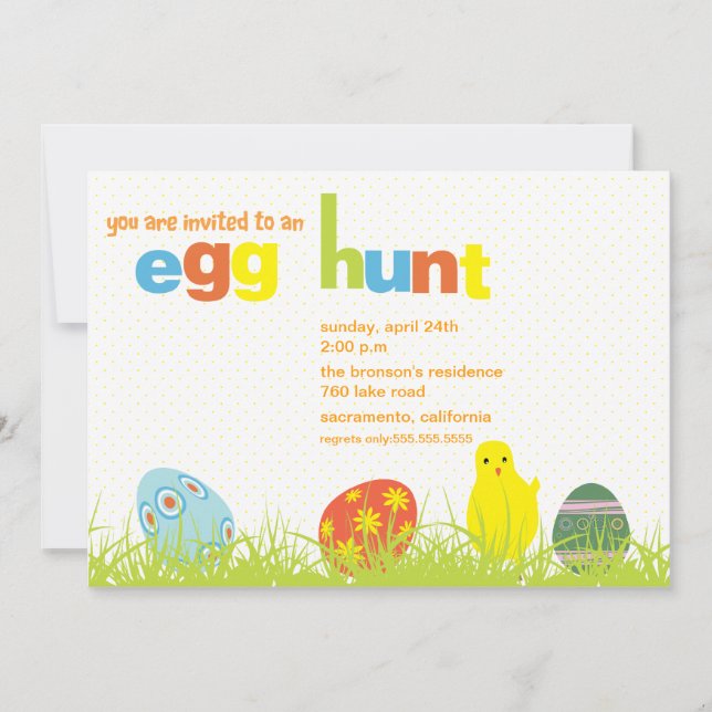 Egg hunt - easter party invitation (Front)