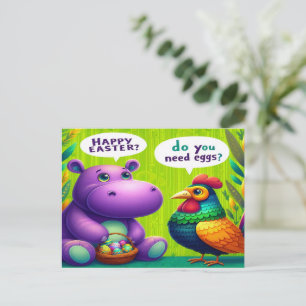 Egg Hunt Help: Hippo's Green Surprise Holiday Postcard