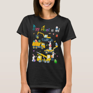 Egg Hunt Is On Construction Trucks Easter Bunny Bo T-Shirt