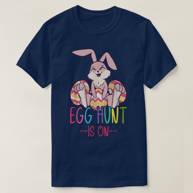 Egg Hunt Is On Happy Easter Bunny Easter Egg Boys  T-Shirt (Design Front)
