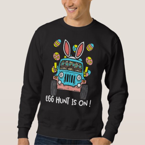 Egg Hunt Is On Pugs Monster Truck Bunny Easter Day Sweatshirt