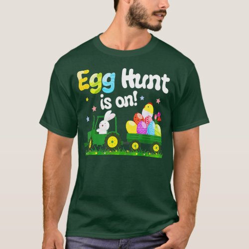 Egg Hunt Is On Tractor Funny Easter Bunny Boys Kid T_Shirt