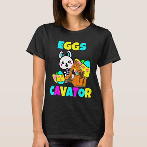 Egg Hunt Kids Boy Todler Excavator Easter Bunny Eg T_Shirt