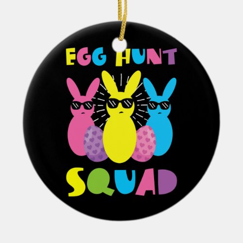 Egg Hunt Squad Bunny cool funny egg hunting kids Ceramic Ornament