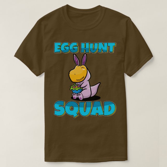 Egg Hunt Squad Cute Dino Easter Eggs Hunting  T-Shirt (Design Front)