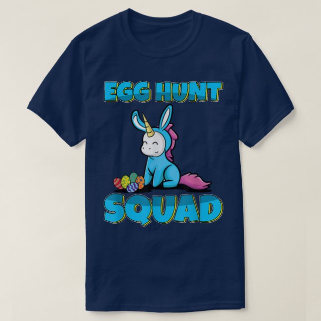 Egg Hunt Squad Cute Unicorn Easter Eggs Hunting  T-Shirt (Design Front)