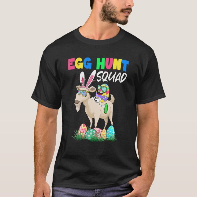 Egg Hunt Squad Easter Eggs Ridding Bunny Goat Farm T-Shirt (Front)