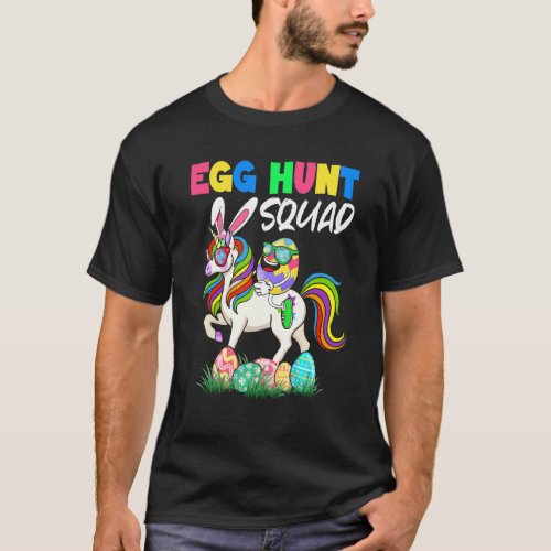 Egg Hunt Squad Easter Eggs Ridding Bunny Unicorn   T_Shirt