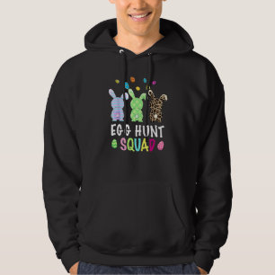 Egg Hunt Squad Leopard Easter Bunny Rabbit Womens Hoodie