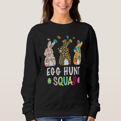 Egg Hunt Squad Leopard Easter Bunny Rabbit Womens  Sweatshirt
