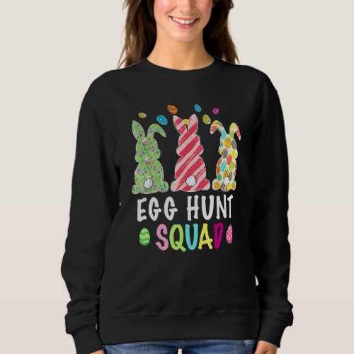 Egg Hunt Squad Leopard Easter Bunny Rabbit Womens  Sweatshirt