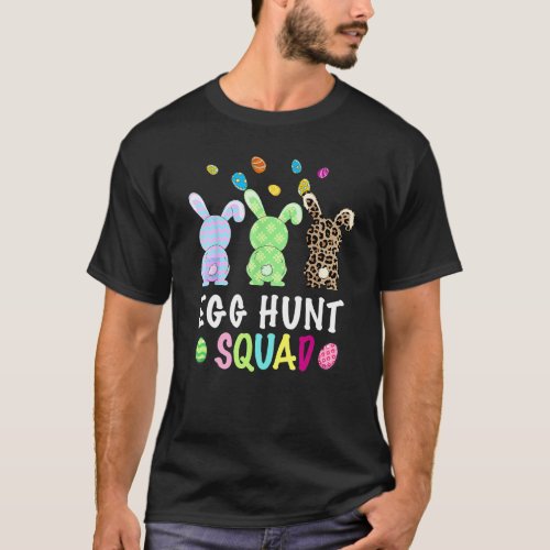 Egg Hunt Squad Leopard Easter Bunny Rabbit Womens  T_Shirt